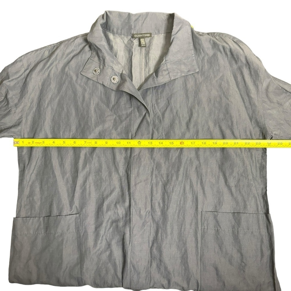 Eileen Fisher steel satin crinkle metallic jacket size: XS - Picture 6 of 8